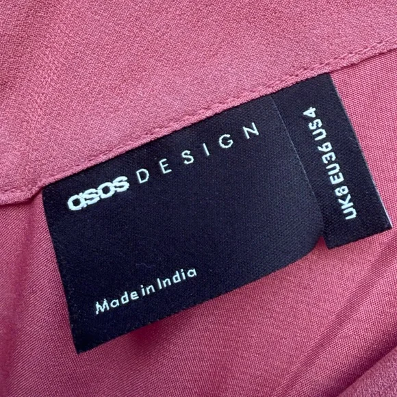 ASOS DESIGN Coral Pleated Dress Elastic Waist Drawstring Size 4 - Picture 3 of 9